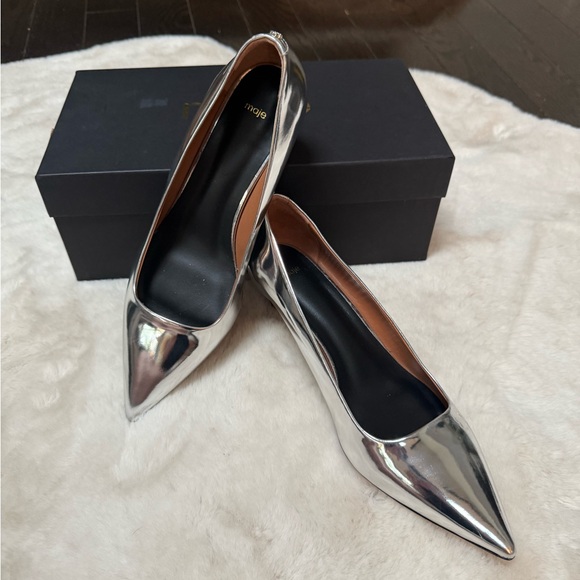 Maje Metallic Silver Heels - Picture 2 of 6